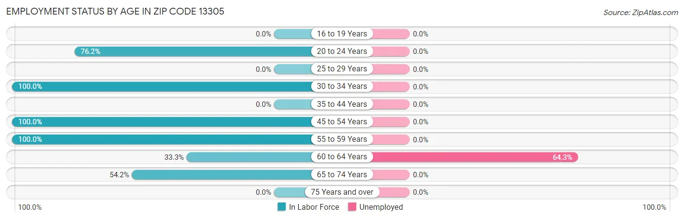 Employment Status by Age in Zip Code 13305