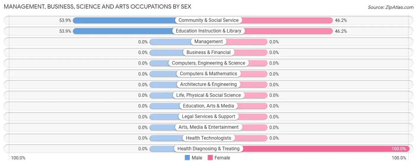Management, Business, Science and Arts Occupations by Sex in Zip Code 13305