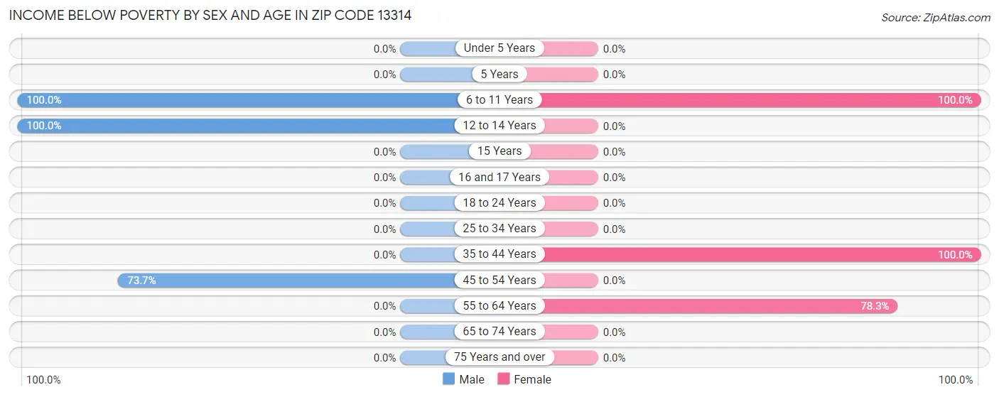 Income Below Poverty by Sex and Age in Zip Code 13314