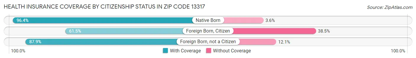 Health Insurance Coverage by Citizenship Status in Zip Code 13317