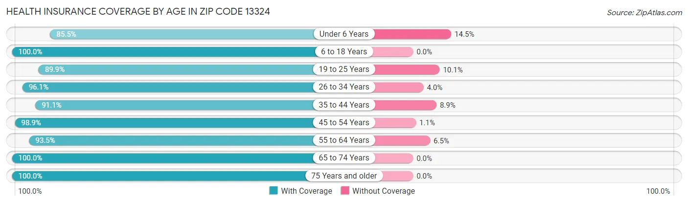 Health Insurance Coverage by Age in Zip Code 13324