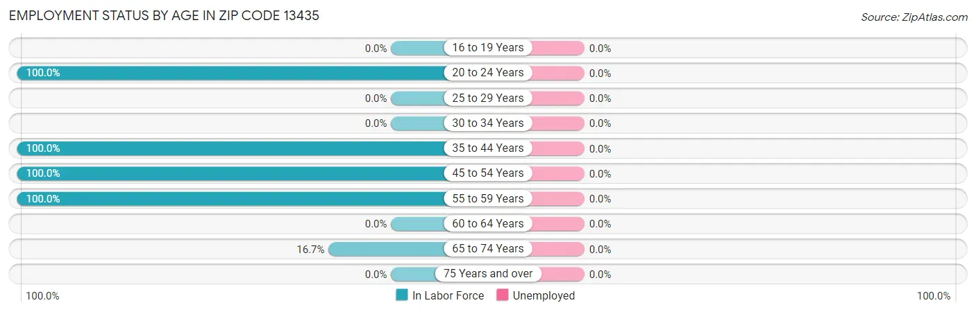 Employment Status by Age in Zip Code 13435