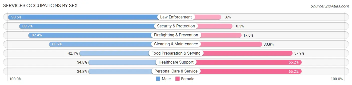 Services Occupations by Sex in Zip Code 13440