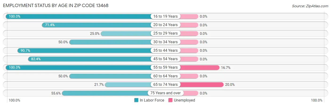 Employment Status by Age in Zip Code 13468