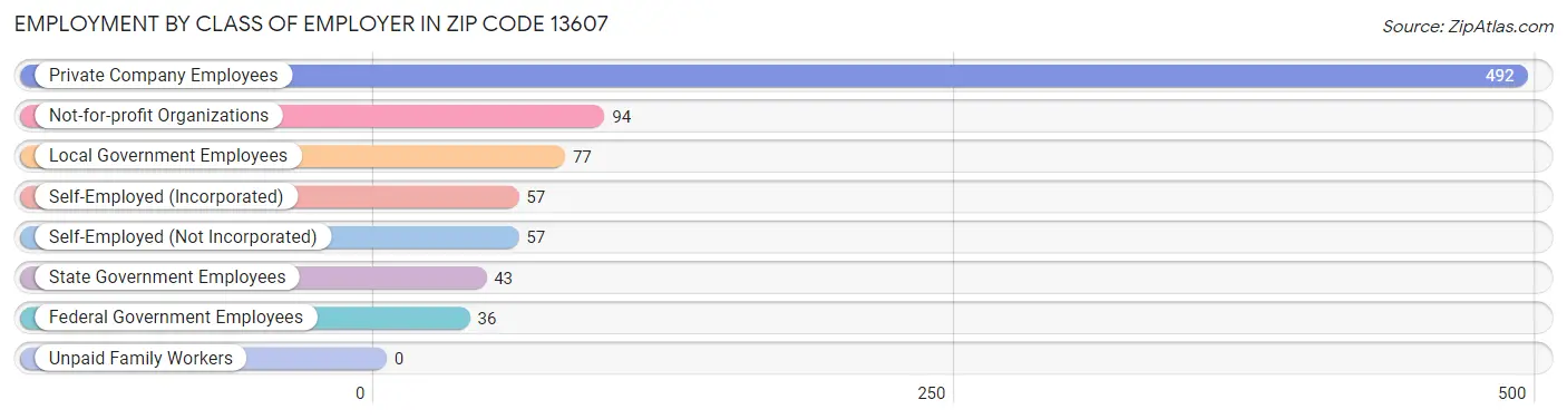 Employment by Class of Employer in Zip Code 13607