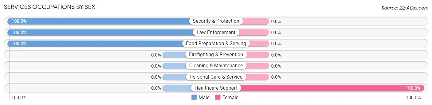 Services Occupations by Sex in Zip Code 13621
