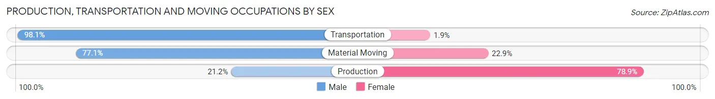 Production, Transportation and Moving Occupations by Sex in Zip Code 13661