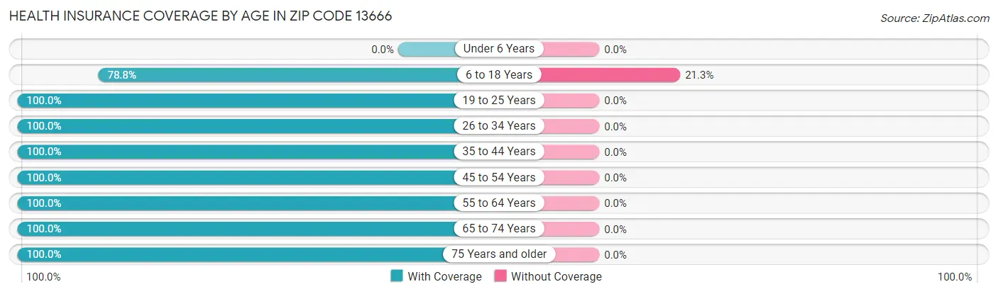Health Insurance Coverage by Age in Zip Code 13666