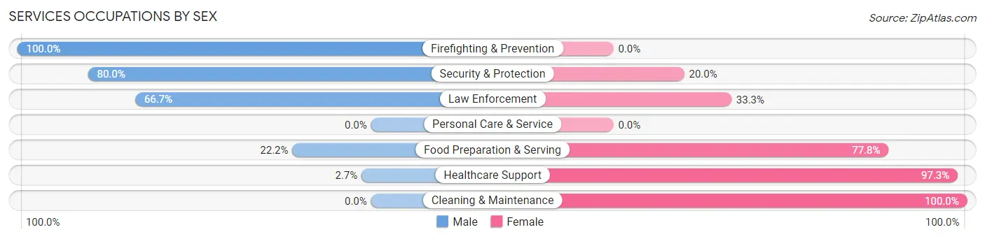 Services Occupations by Sex in Zip Code 13680