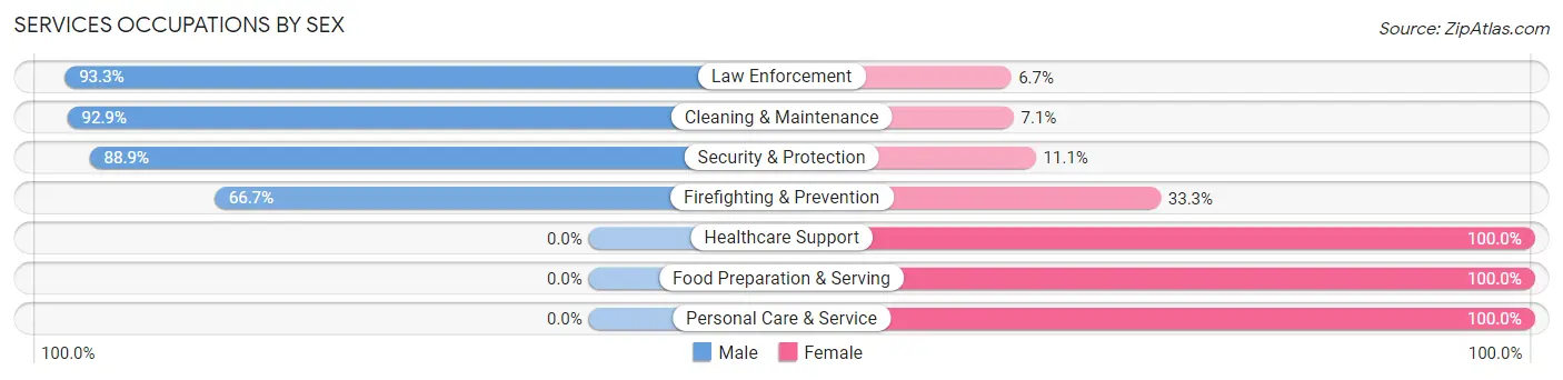 Services Occupations by Sex in Zip Code 13684