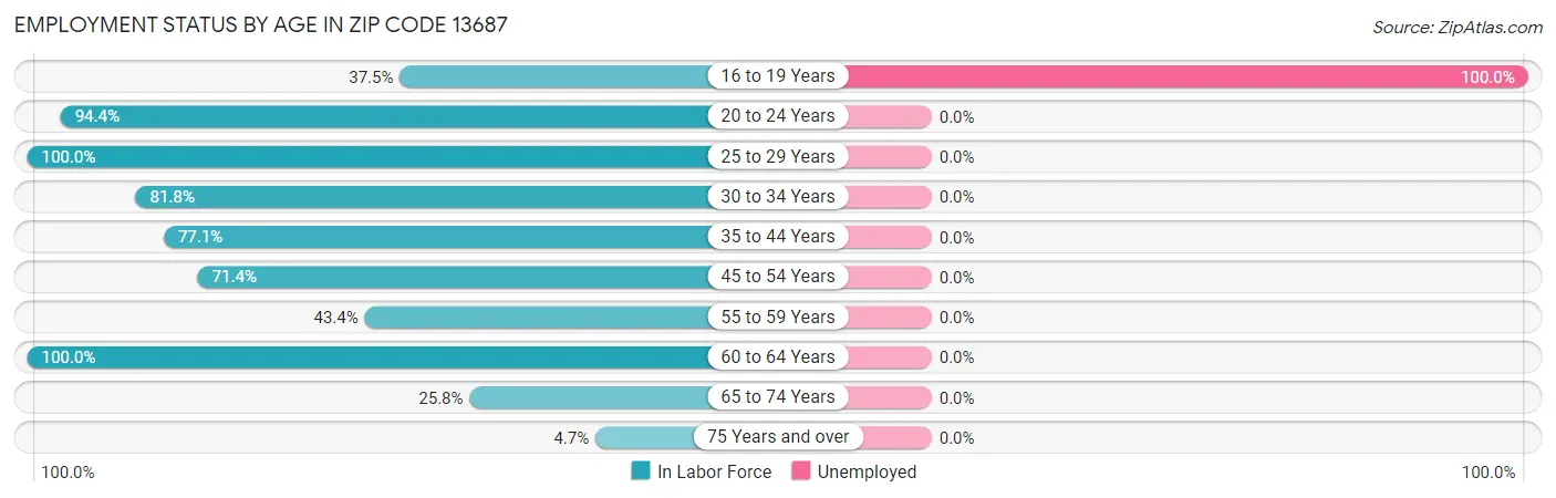 Employment Status by Age in Zip Code 13687