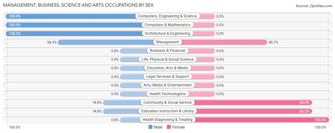 Management, Business, Science and Arts Occupations by Sex in Zip Code 13687