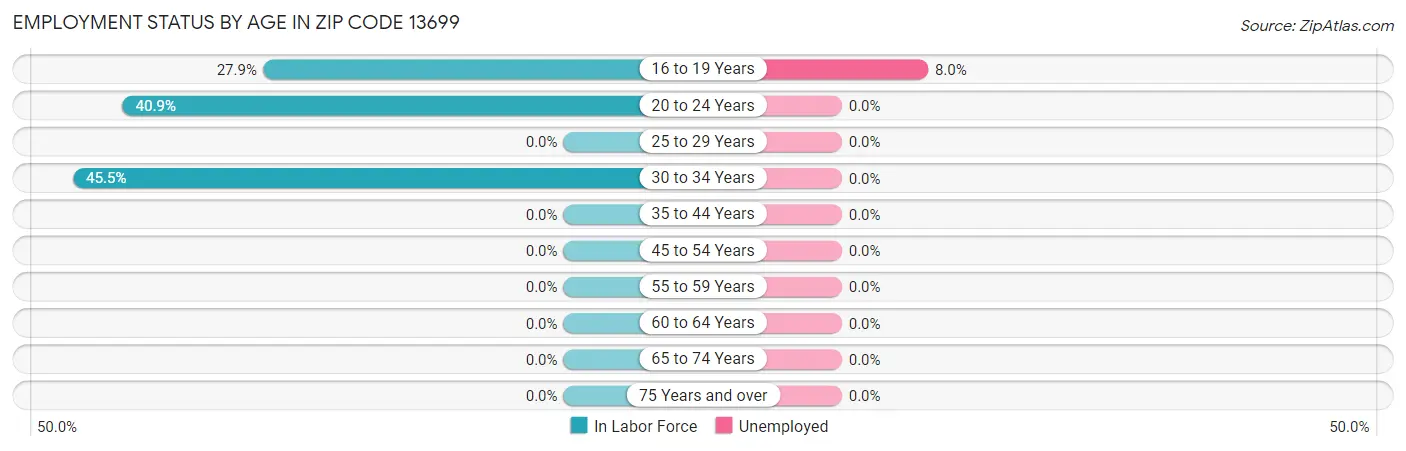 Employment Status by Age in Zip Code 13699