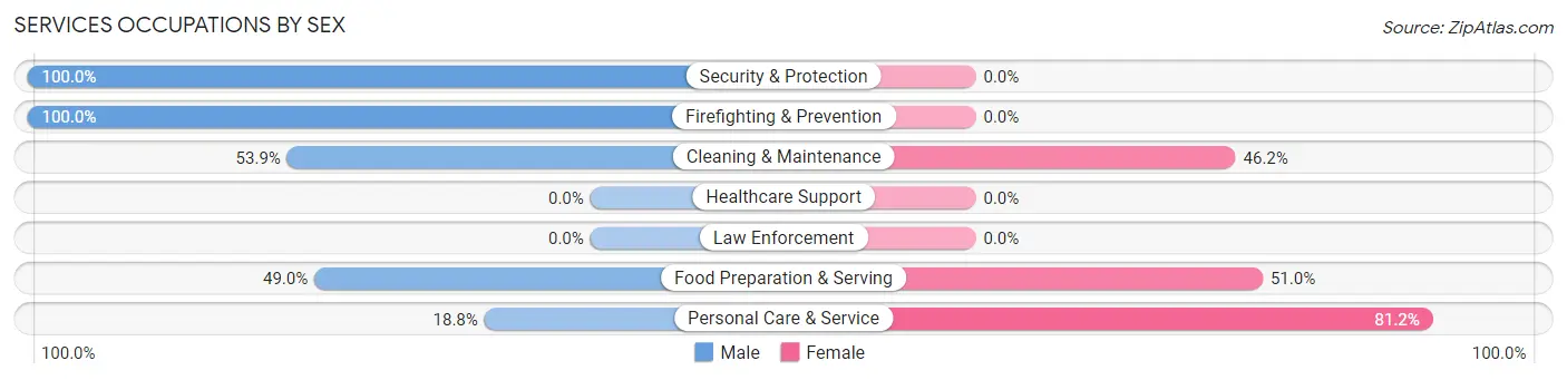 Services Occupations by Sex in Zip Code 13699