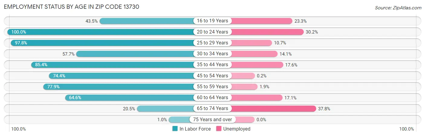Employment Status by Age in Zip Code 13730