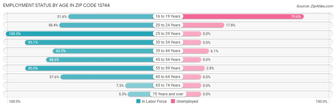 Employment Status by Age in Zip Code 13744