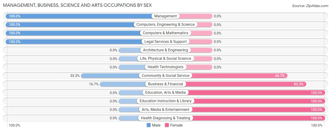 Management, Business, Science and Arts Occupations by Sex in Zip Code 13782
