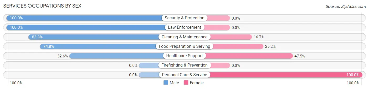 Services Occupations by Sex in Zip Code 13795