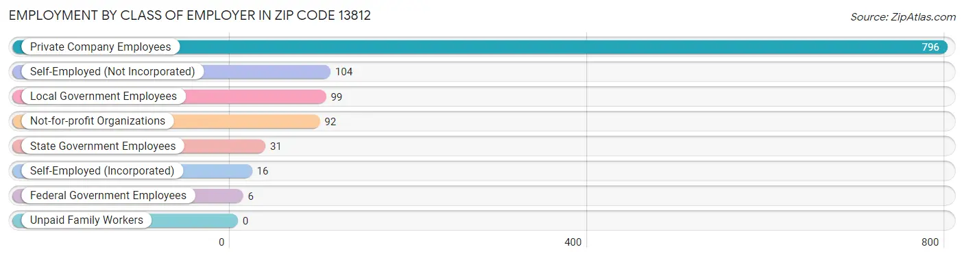 Employment by Class of Employer in Zip Code 13812