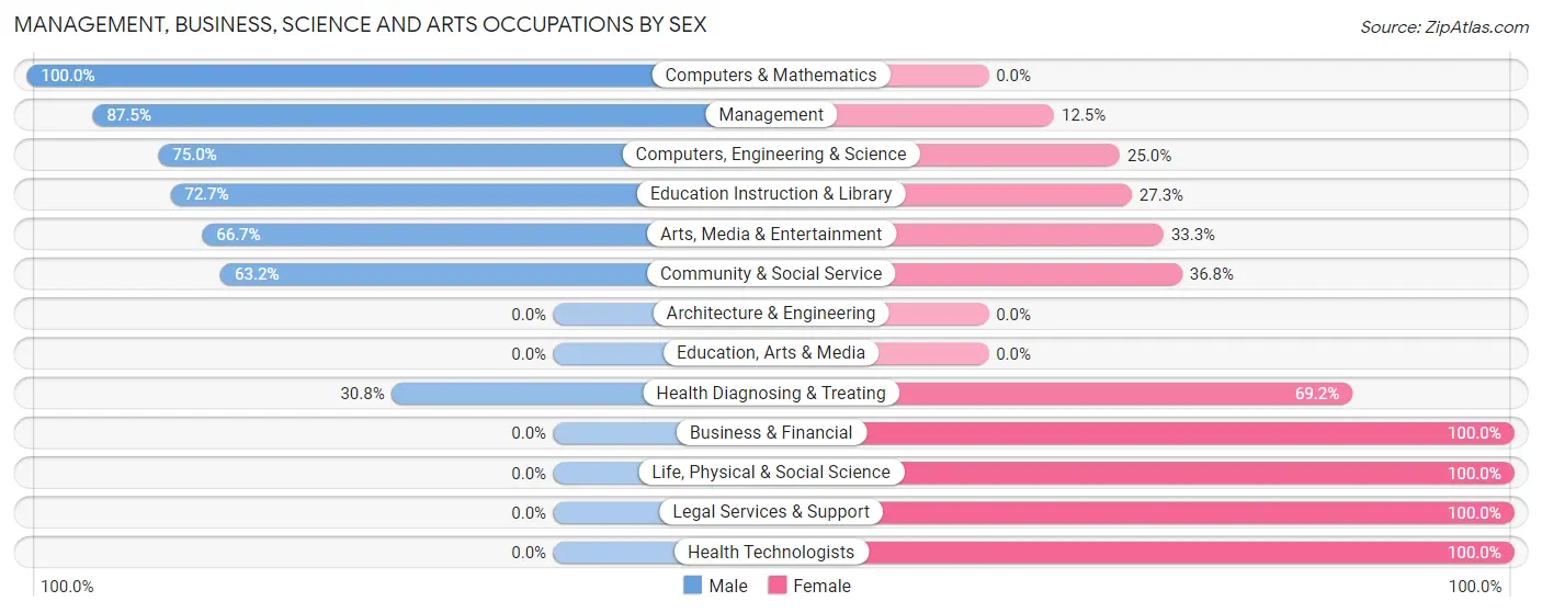 Management, Business, Science and Arts Occupations by Sex in Zip Code 13863