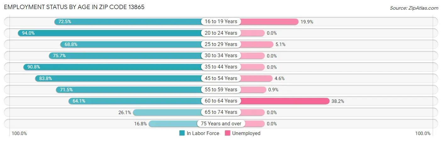 Employment Status by Age in Zip Code 13865