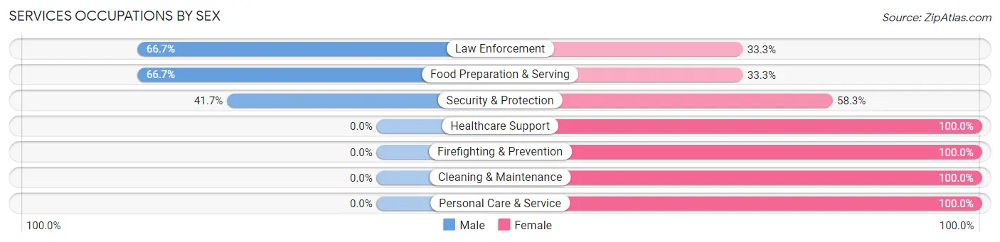 Services Occupations by Sex in Zip Code 14030
