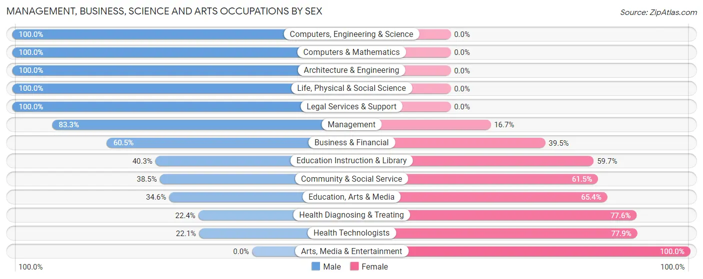 Management, Business, Science and Arts Occupations by Sex in Zip Code 14031