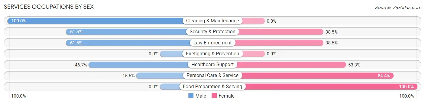 Services Occupations by Sex in Zip Code 14034