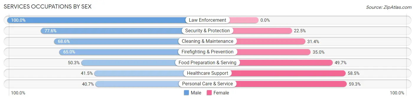 Services Occupations by Sex in Zip Code 14048
