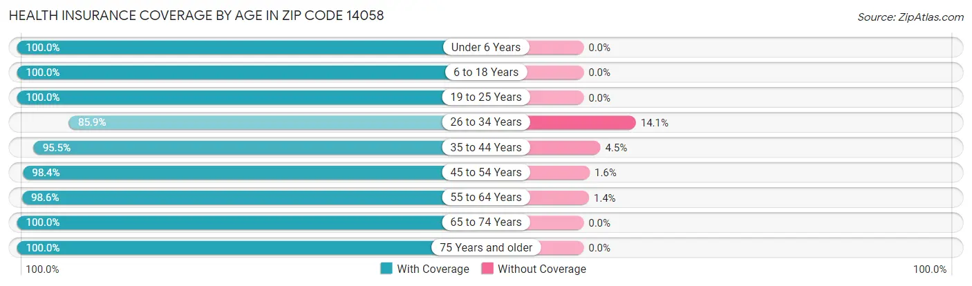 Health Insurance Coverage by Age in Zip Code 14058