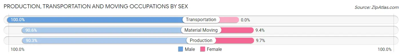 Production, Transportation and Moving Occupations by Sex in Zip Code 14058