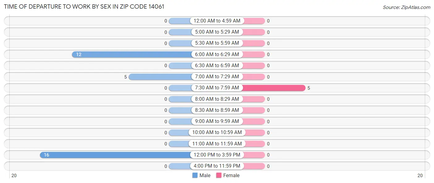 Time of Departure to Work by Sex in Zip Code 14061