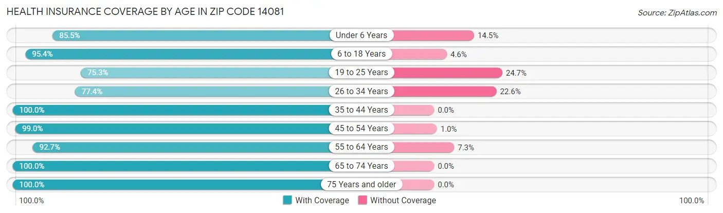 Health Insurance Coverage by Age in Zip Code 14081