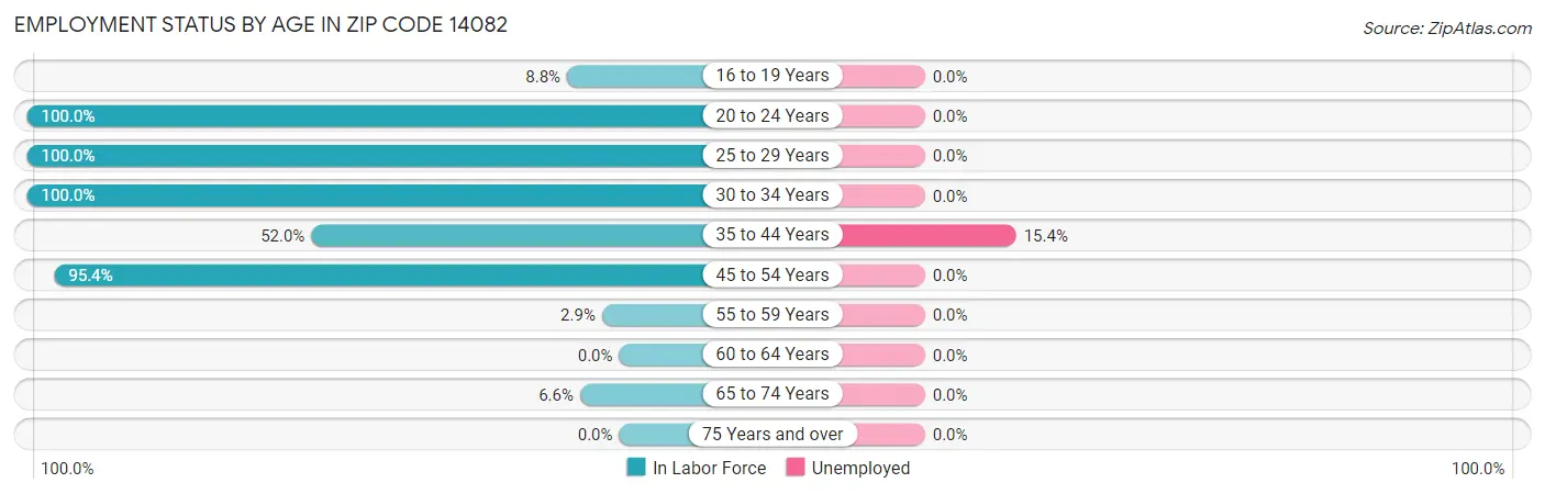 Employment Status by Age in Zip Code 14082