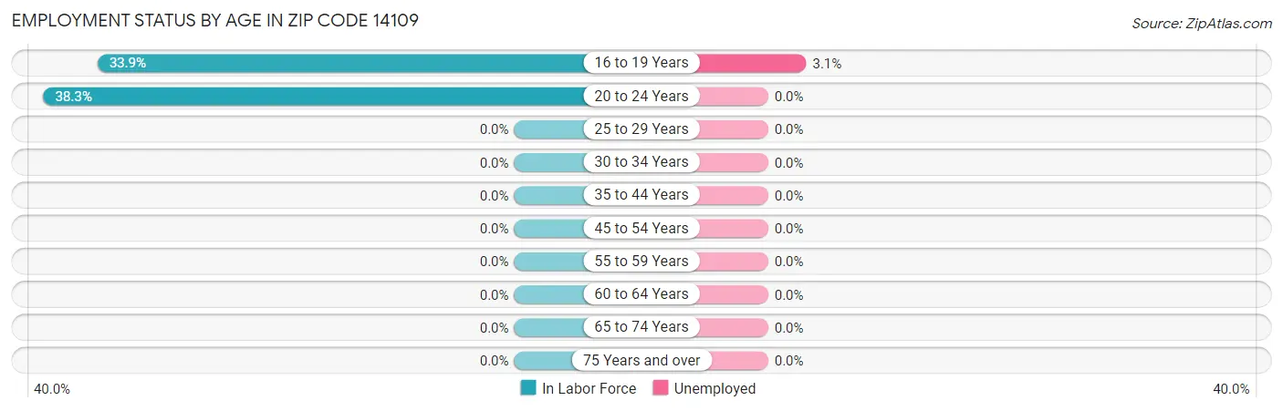 Employment Status by Age in Zip Code 14109
