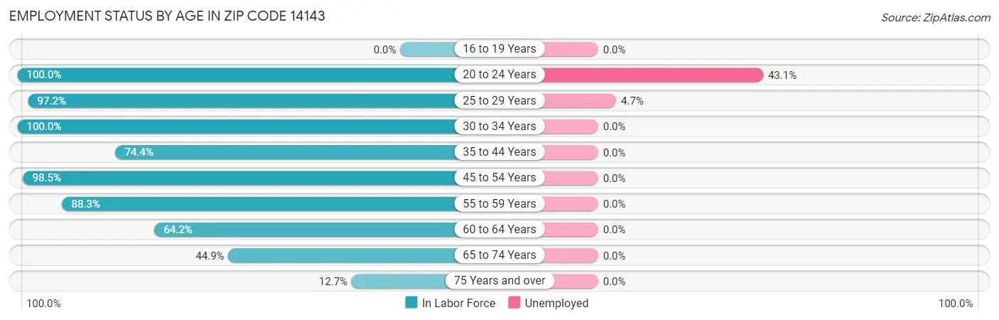 Employment Status by Age in Zip Code 14143