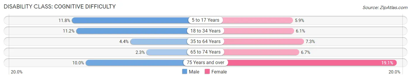 Disability in Zip Code 14206: <span>Cognitive Difficulty</span>