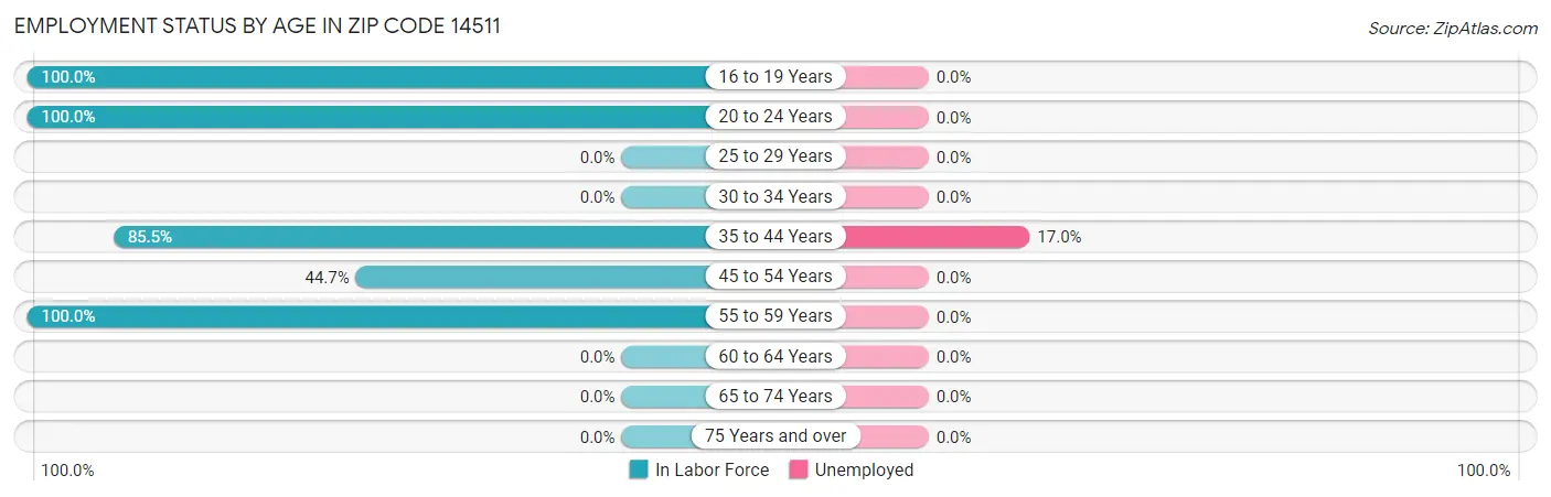 Employment Status by Age in Zip Code 14511