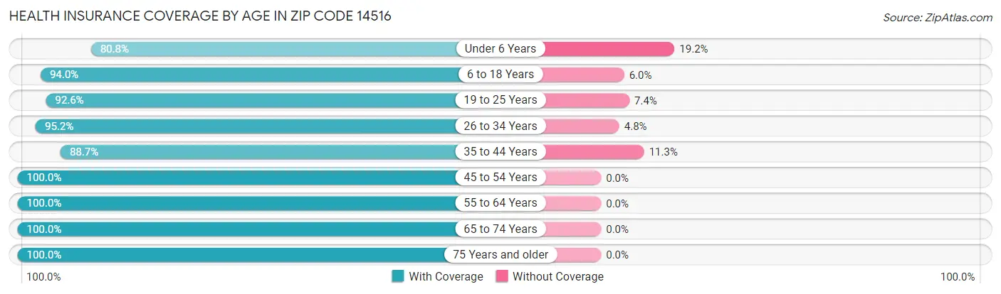 Health Insurance Coverage by Age in Zip Code 14516
