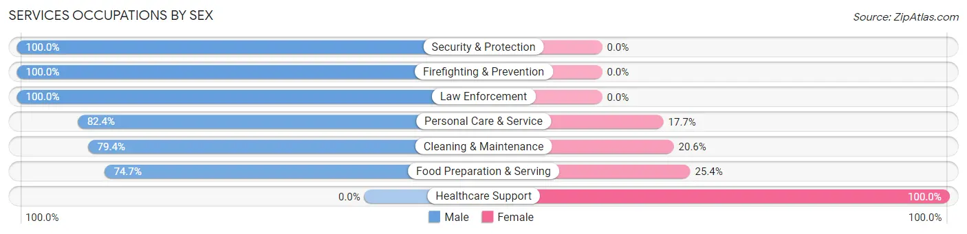 Services Occupations by Sex in Zip Code 14546