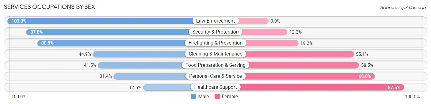 Services Occupations by Sex in Zip Code 14580