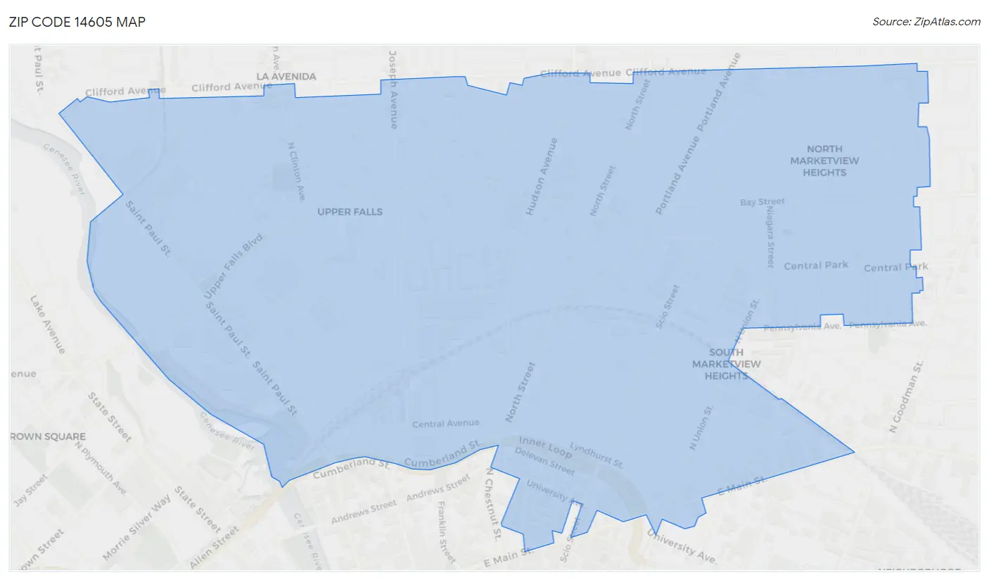 Zip Code 14605 Map