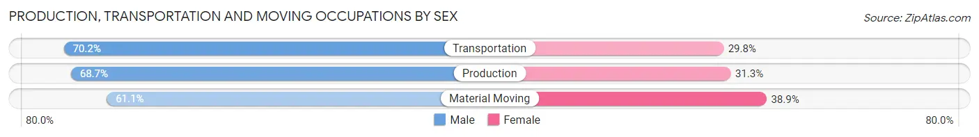 Production, Transportation and Moving Occupations by Sex in Zip Code 14621