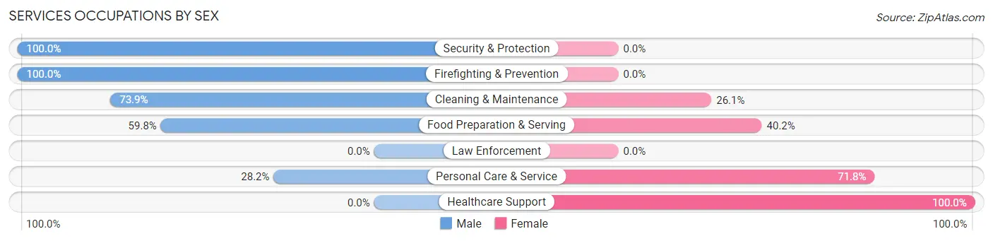 Services Occupations by Sex in Zip Code 14627