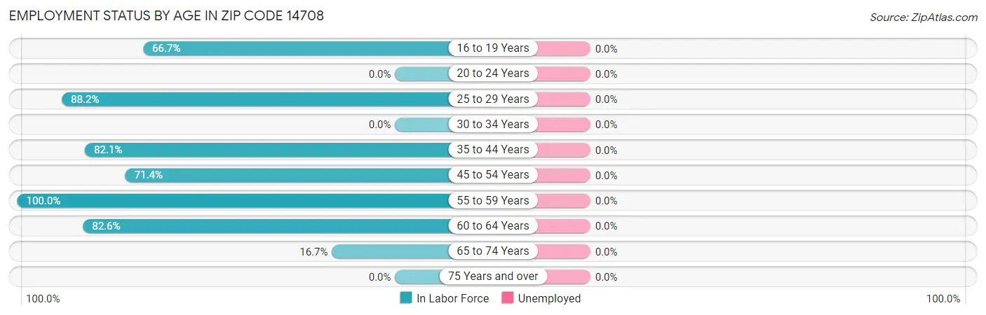Employment Status by Age in Zip Code 14708