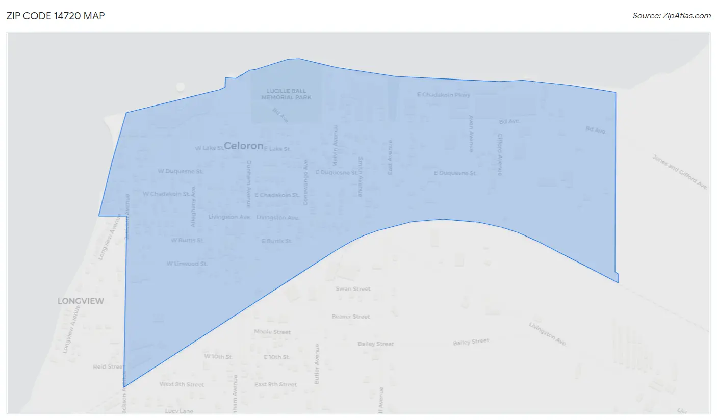 Zip Code 14720 Map