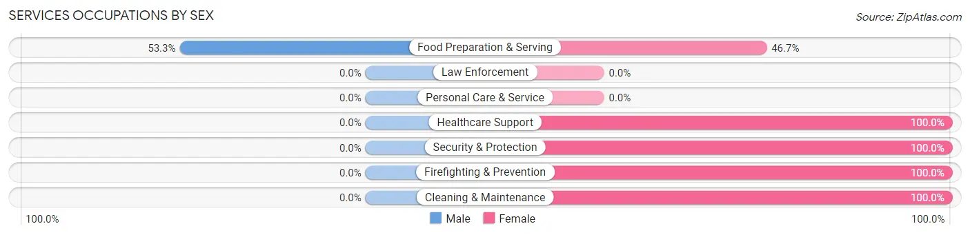 Services Occupations by Sex in Zip Code 14754