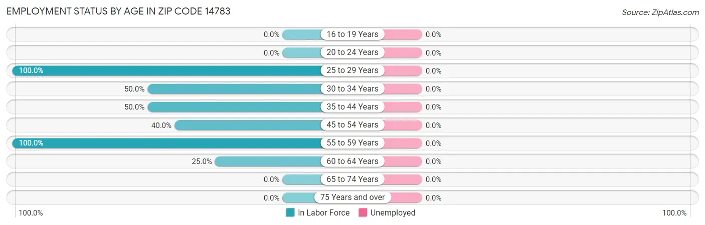 Employment Status by Age in Zip Code 14783