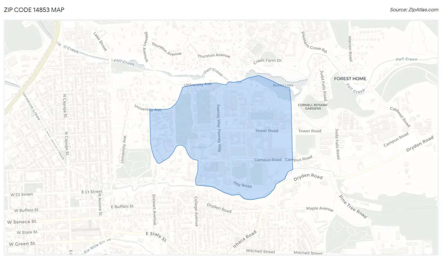 Zip Code 14853 Map