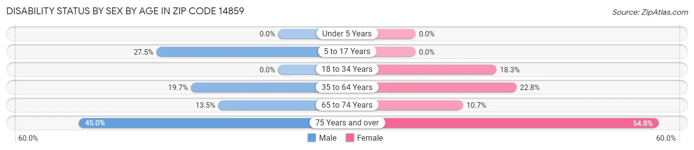 Disability Status by Sex by Age in Zip Code 14859